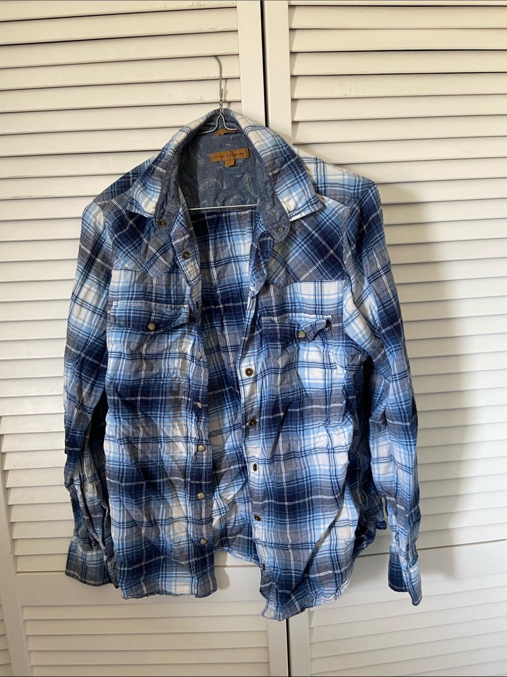 Blue Plaid Button-Up Shirt